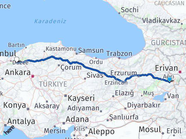 Ağrı Diyadin Bolu Arası Kaç Km - Yol Haritası