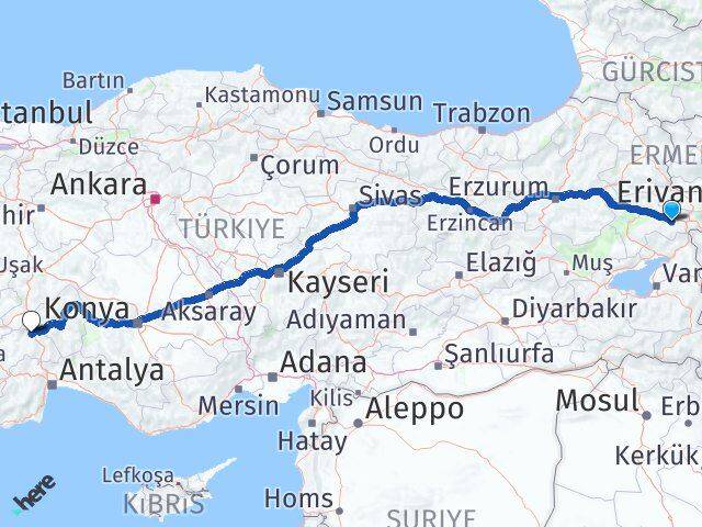 Ağrı Diyadin Burdur Arası Kaç Km - Yol Haritası