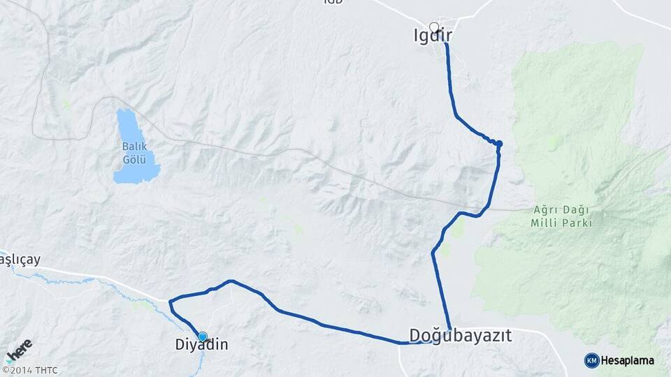 Ağrı Diyadin Iğdır Arası Kaç Km - Yol Haritası
