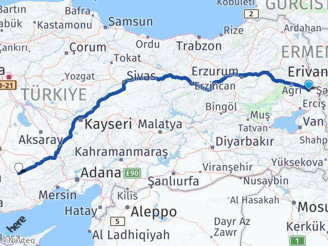 Ağrı Diyadin Karaman Arası Kaç Km - Yol Haritası
