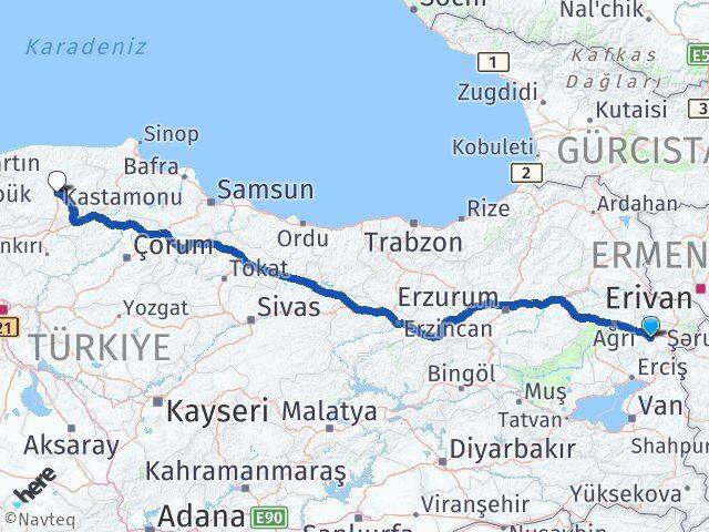 Ağrı Diyadin Kastamonu Arası Kaç Km - Yol Haritası
