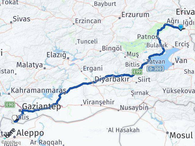 Ağrı Diyadin Kilis Arası Kaç Km - Yol Haritası