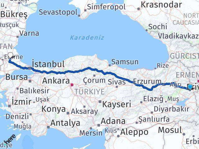 Ağrı Diyadin Kırklareli Arası Kaç Km - Yol Haritası