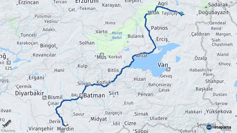 Ağrı Diyadin Mardin Arası Kaç Km - Yol Haritası
