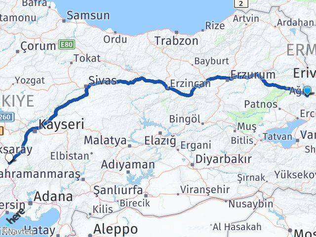 Ağrı Diyadin Niğde Arası Kaç Km - Yol Haritası
