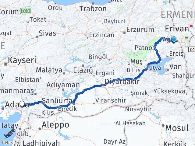 Ağrı Diyadin Osmaniye Arası Kaç Km - Yol Haritası