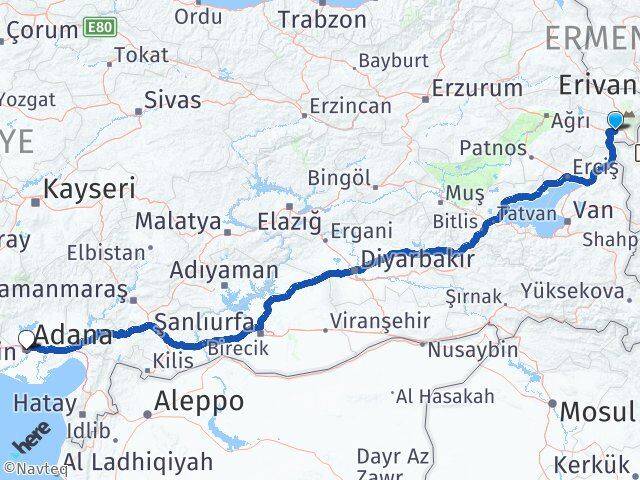 Ağrı Doğubayazıt Adana Arası Kaç Km - Yol Haritası