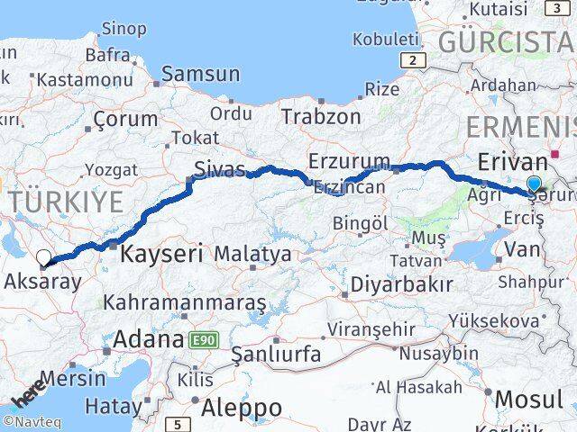 Ağrı Doğubayazıt Aksaray Arası Kaç Km - Yol Haritası