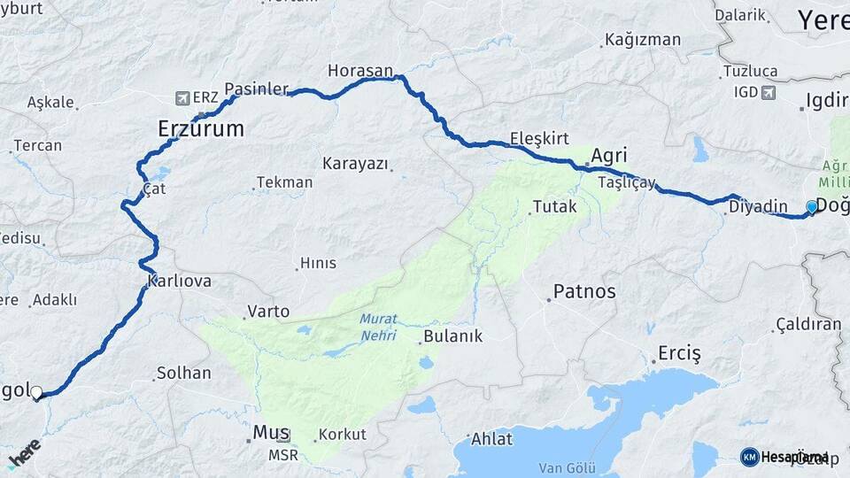Ağrı Doğubayazıt Bingöl Arası Kaç Km - Yol Haritası