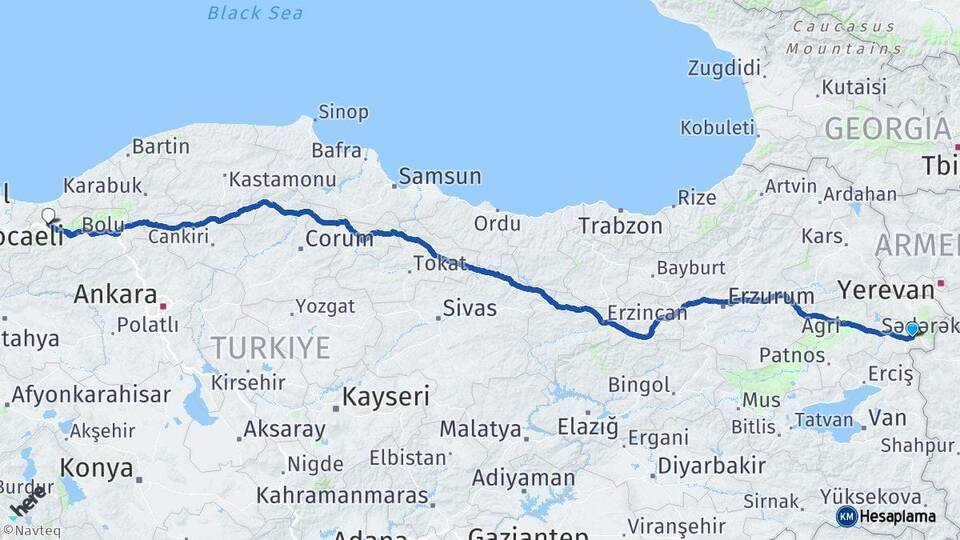 Ağrı Doğubayazıt Düzce Arası Kaç Km - Yol Haritası
