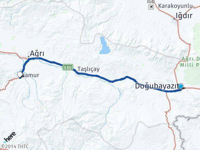 Ağrı Doğubayazıt Hamur Arası Kaç Km - Yol Haritası