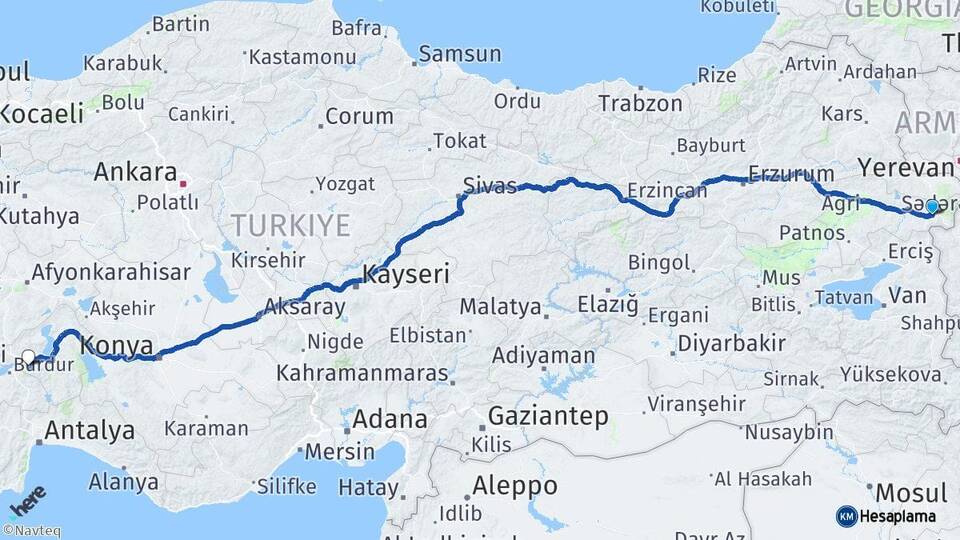 Ağrı Doğubayazıt Isparta Arası Kaç Km - Yol Haritası