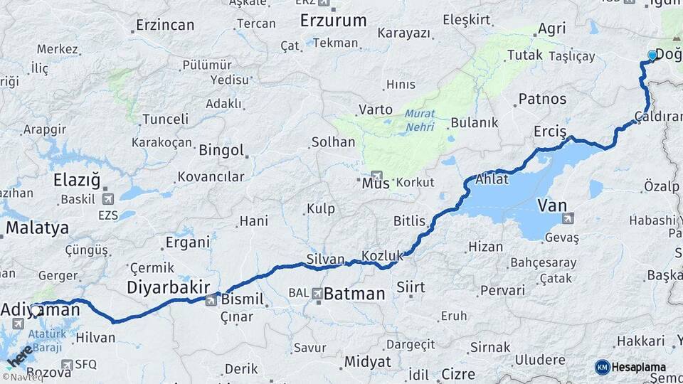 Ağrı Doğubayazıt Kahta Adıyaman Arası Kaç Km - Yol Haritası