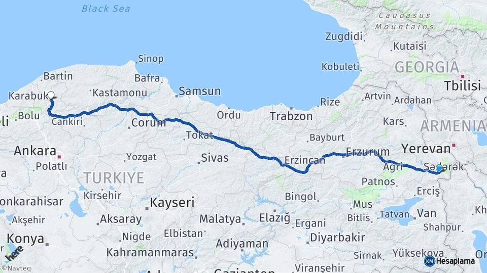 Ağrı Doğubayazıt Karabük Arası Kaç Km - Yol Haritası