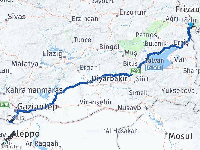 Ağrı Doğubayazıt Kilis Arası Kaç Km - Yol Haritası