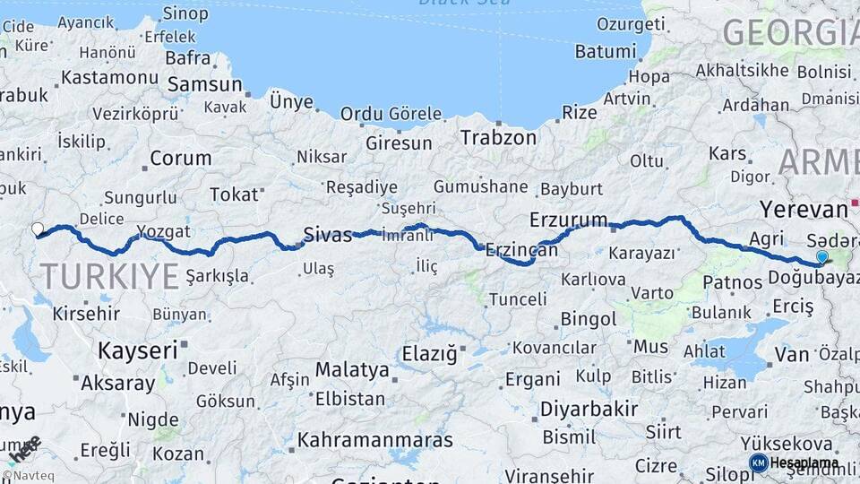 Ağrı Doğubayazıt Kırıkkale Arası Kaç Km - Yol Haritası