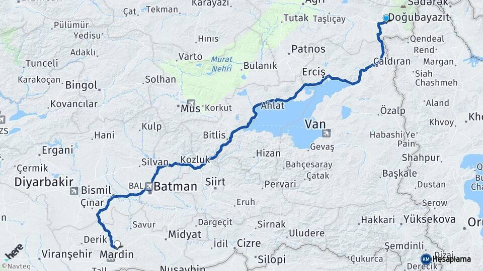 Ağrı Doğubayazıt Mardin Arası Kaç Km - Yol Haritası