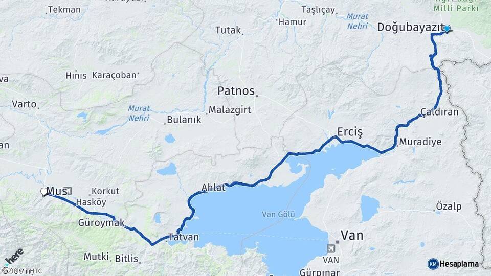 Ağrı Doğubayazıt Muş Arası Kaç Km - Yol Haritası