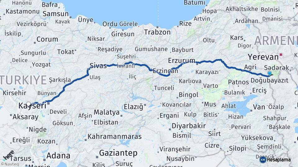 Ağrı Doğubayazıt Nevşehir Arası Kaç Km - Yol Haritası