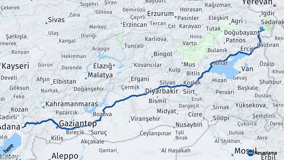 Ağrı Doğubayazıt Osmaniye Arası Kaç Km - Yol Haritası