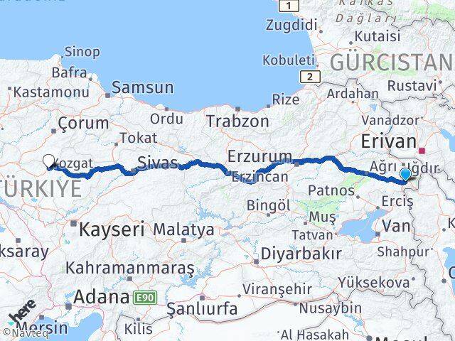 Ağrı Doğubayazıt Yozgat Arası Kaç Km - Yol Haritası