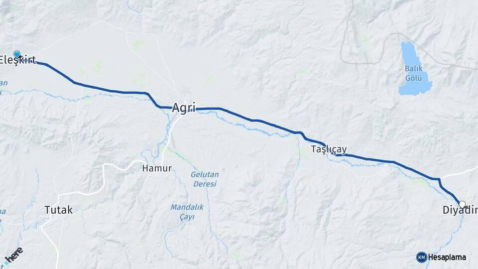 Ağrı Eleşkirt Diyadin Arası Kaç Km - Yol Haritası