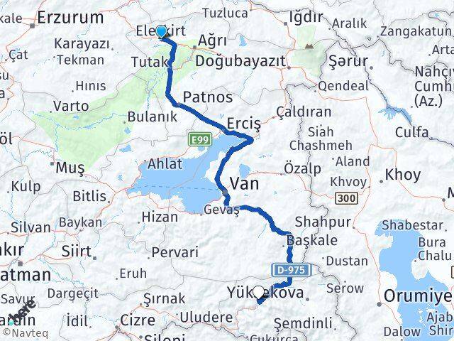 Ağrı Eleşkirt Hakkari Arası Kaç Km - Yol Haritası