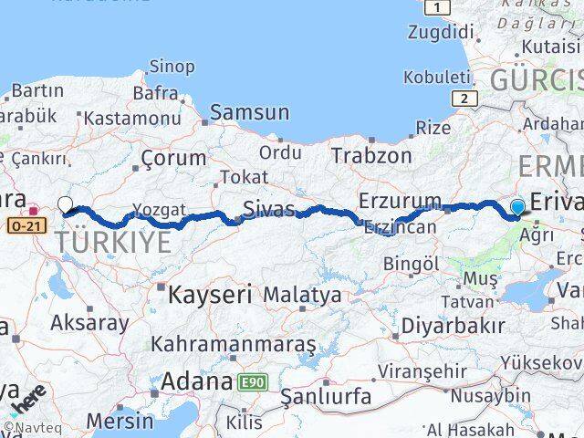 Ağrı Eleşkirt Kırıkkale Arası Kaç Km - Yol Haritası