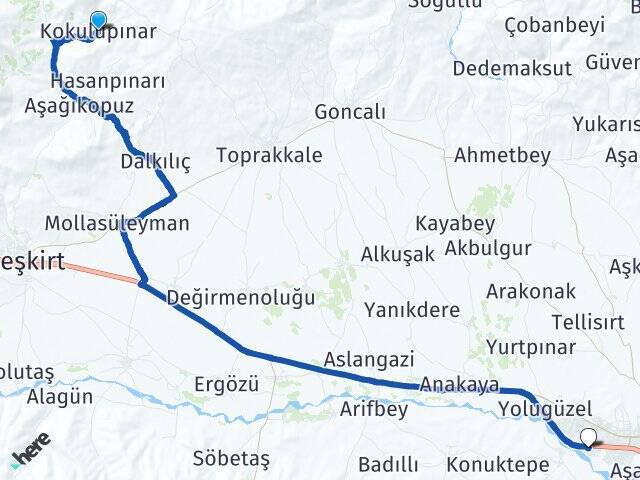 Kokulupınar Ağrı Otogarı Arası Kaç Km - Yol Tarifi