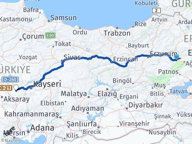 Ağrı Eleşkirt Nevşehir Arası Kaç Km - Yol Haritası