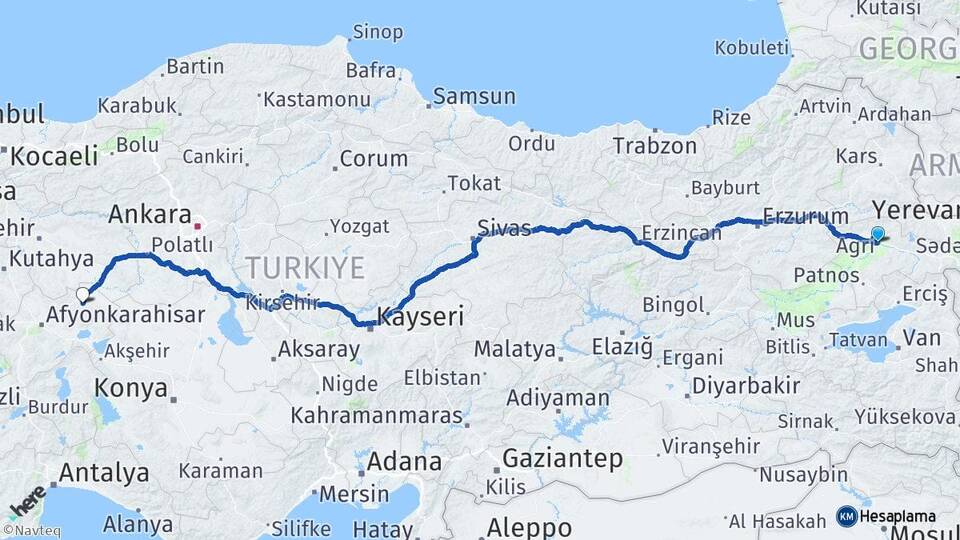 Ağrı Emirdağ Afyonkarahisar Arası Kaç Km - Yol Haritası