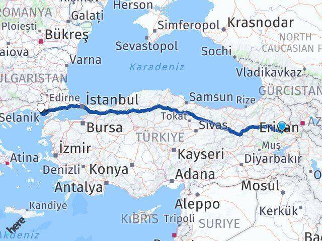 Ağrı Enez Edirne Arası Kaç Km - Yol Haritası