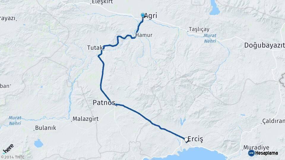 Ağrı Erciş Van Arası Kaç Km - Yol Haritası