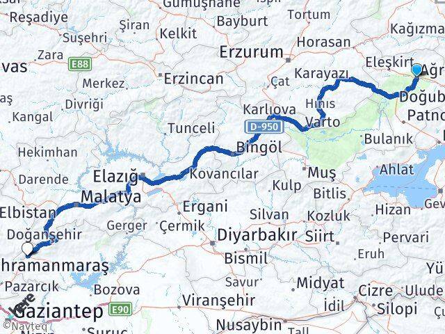 Ağrı Gölbaşı Adıyaman Arası Kaç Km - Yol Haritası