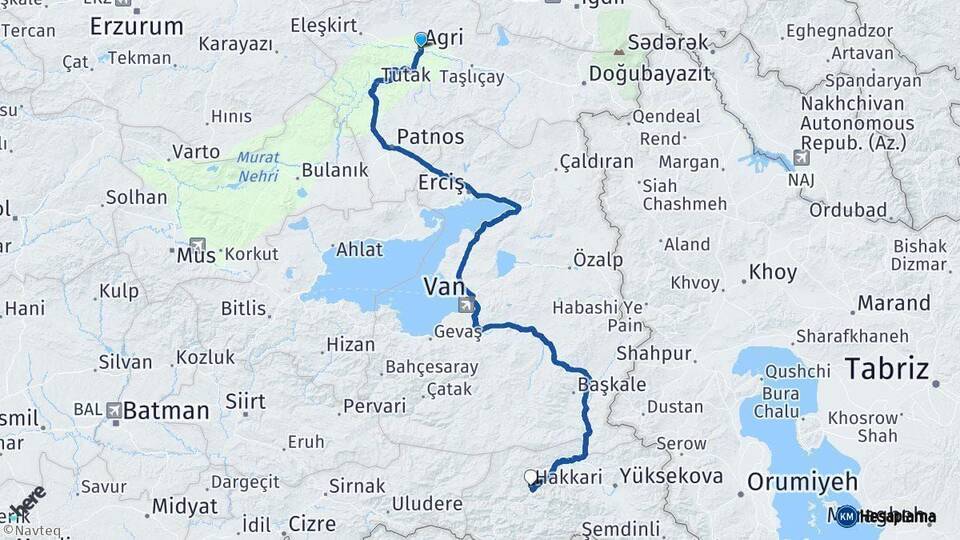 Ağrı Hakkari Arası Kaç Km - Yol Haritası