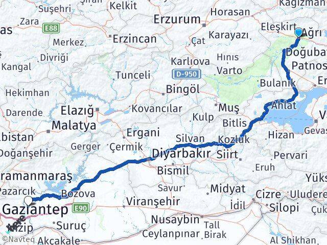 Ağrı Halfeti Şanlıurfa Arası Kaç Km - Yol Haritası