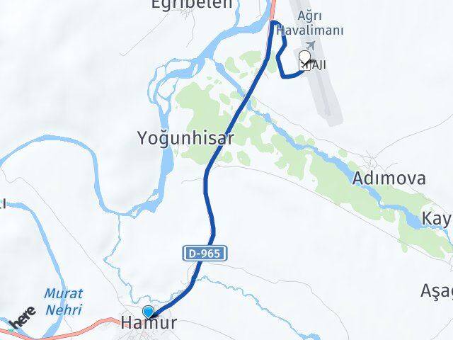 Ağrı Hamur Ağrı Havalimanı Arası Kaç Km - Yol Haritası