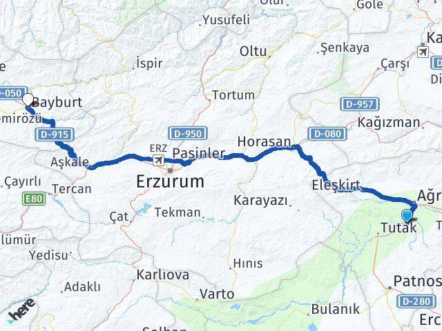 Ağrı Hamur Bayburt Arası Kaç Km - Yol Haritası