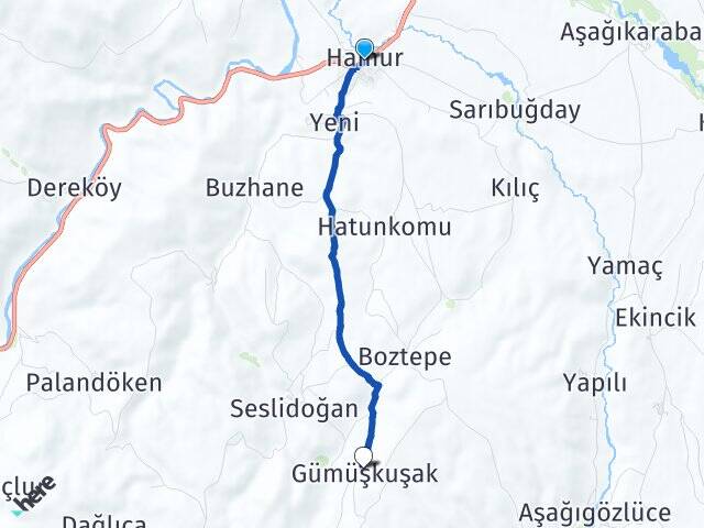 Ağrı Hamur Gümüşkuşak Hamur Arası Kaç Km - Yol Haritası