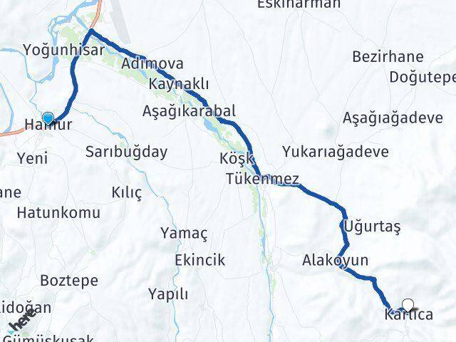 Ağrı Hamur Karlıca Hamur Arası Kaç Km - Yol Haritası