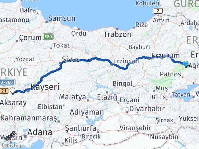 Ağrı Hamur Nevşehir Arası Kaç Km - Yol Haritası
