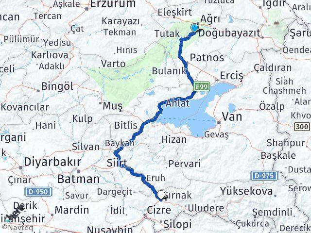 Ağrı Hamur Şırnak Arası Kaç Km - Yol Haritası