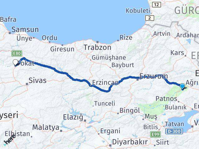 Ağrı Hamur Tokat Arası Kaç Km - Yol Haritası