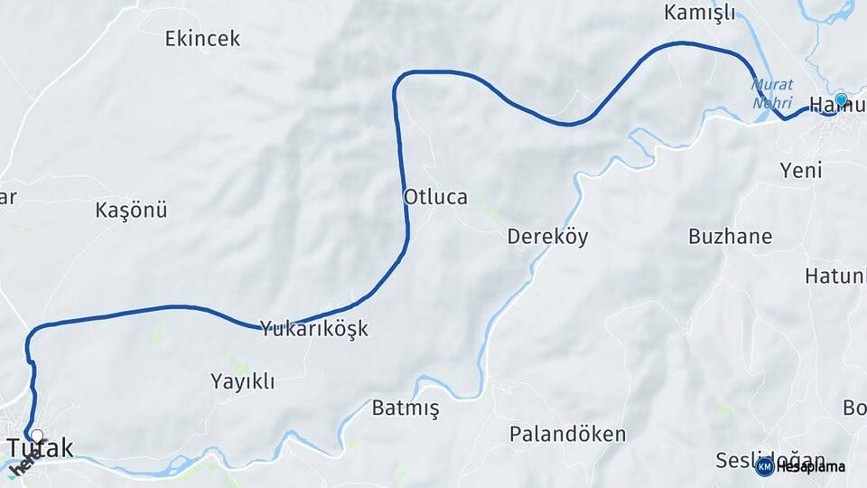 Ağrı Hamur Tutak Arası Kaç Km - Yol Haritası