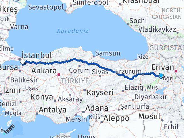 Ağrı Hamur Yalova Arası Kaç Km - Yol Haritası