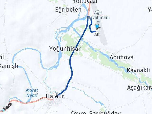 Ağrı Havalimanı Hamur Ağrı Arası Kaç Km - Yol Haritası