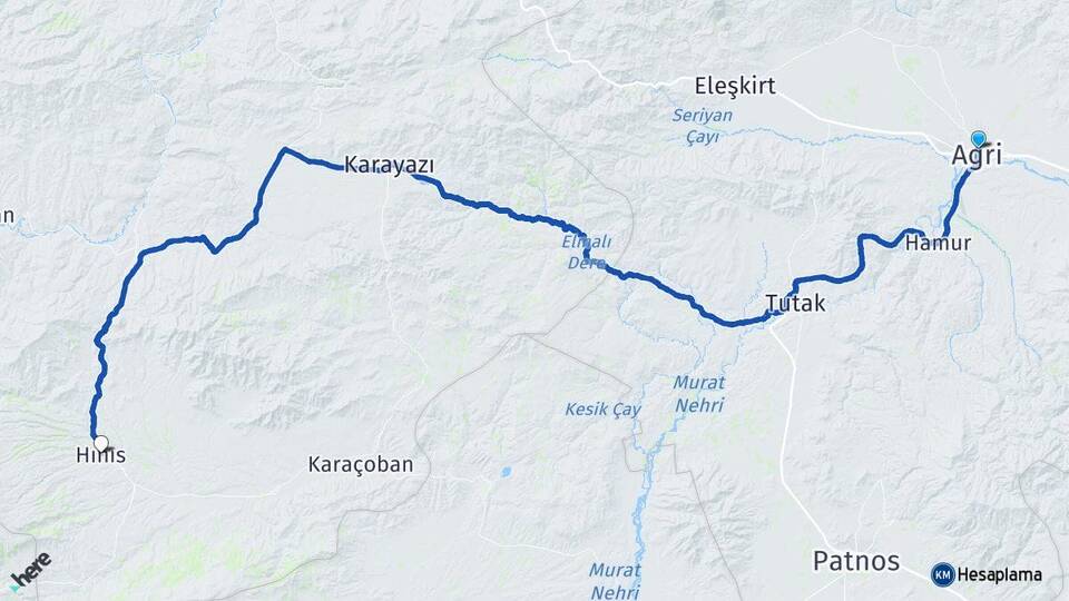 Ağrı Hınıs Erzurum Arası Kaç Km - Yol Haritası
