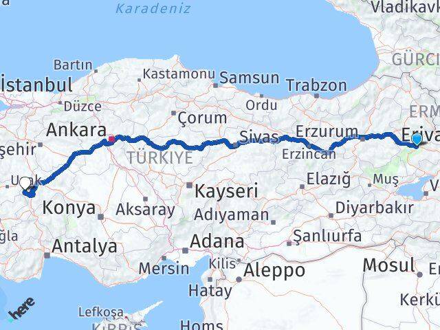 Ağrı Hocalar Afyonkarahisar Arası Kaç Km - Yol Haritası