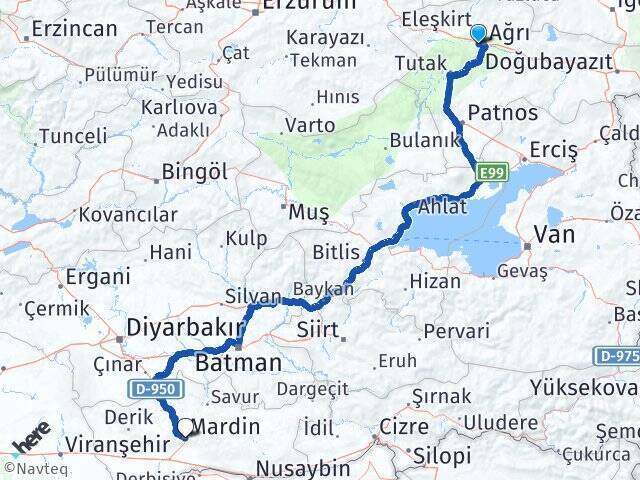 Ağrı İbrahim Çeçen Üniversitesi Mardin Arası Kaç Km - Yol Tarifi