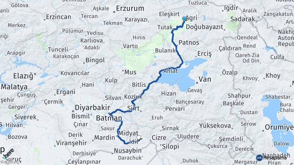 Ağrı İdil Şırnak Arası Kaç Km - Yol Haritası